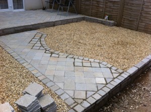 Curved tile patio