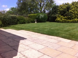 Large garden turf and new patio
